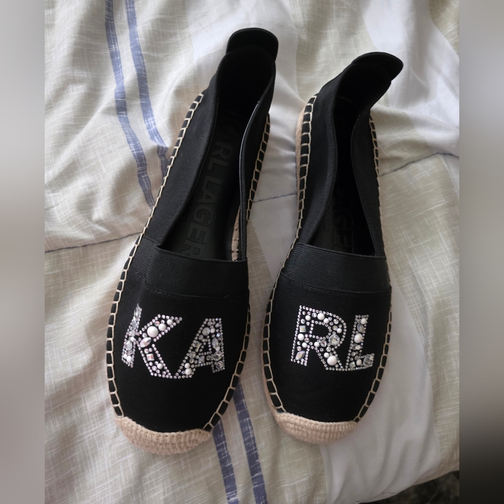 Karl Lagerfeld Black and Cream Espadrilles